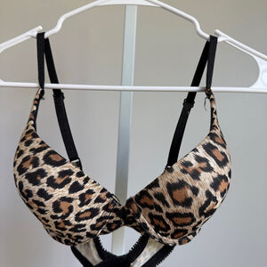 Frederick's of Hollywood sz 34c brown tan leopard print bra‎